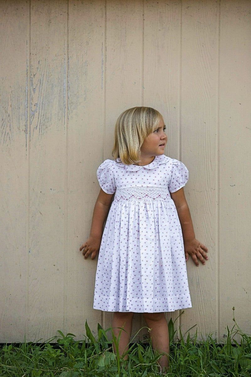 Hand Smocked Floral Yoke Girl Dress (Babies & Toddlers) White - Carriage Boutique