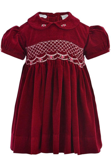 burgundy corduroy dress girls Toddler Little Girls Emb Flower Corduroy Dress 2-3 T / Green