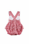 Monogram Check Baby Girl Bubble Romper Back - Carriage Boutique  