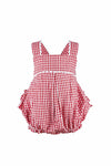 Monogram Check Baby Girl Bubble Romper - Carriage Boutique