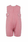 Monogram Red Check Jon Jon Baby & Toddler Romper  - Carriage Boutique