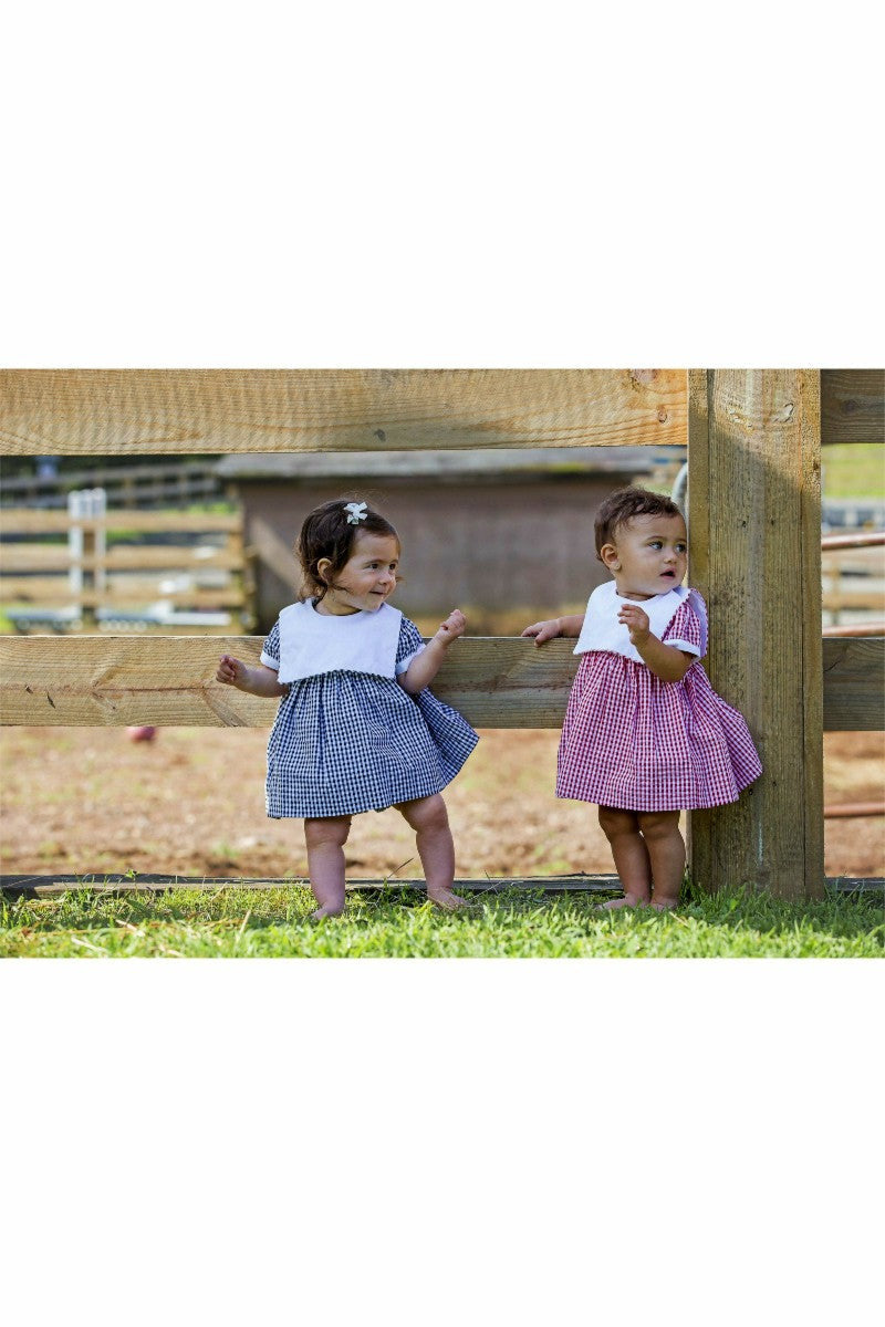 Monogram Check Short Sleeve Girl Dress (Babies & Toddlers) Babies - Carriage Boutique