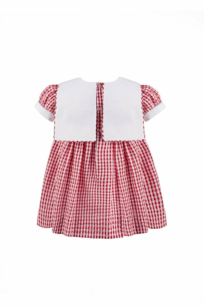 Monogram Check Short Sleeve Girl Dress (Babies & Toddlers) Back - Carriage Boutique