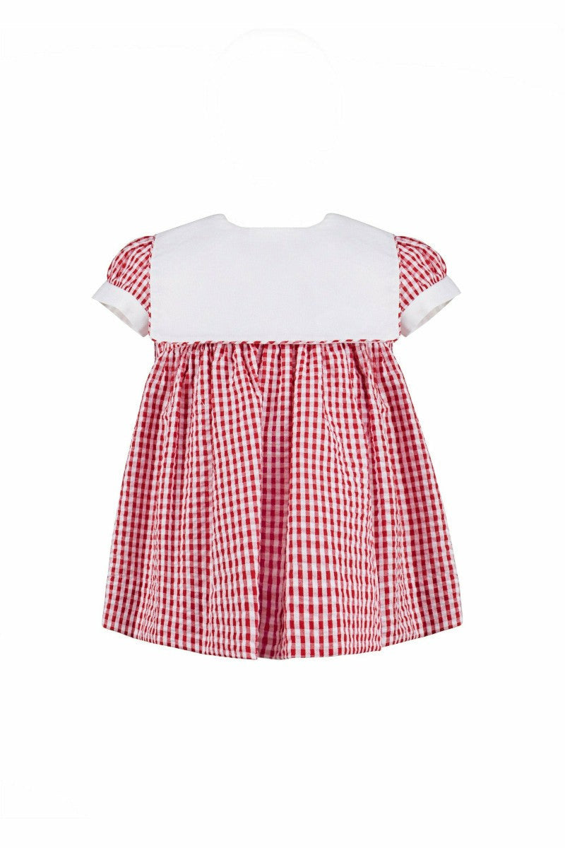 Monogram Check Short Sleeve Girl Dress (Babies & Toddlers) Front - Carriage Boutique
