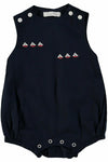 Picque Classic Navy Baby Boy Bubble Romper - Carriage Boutique