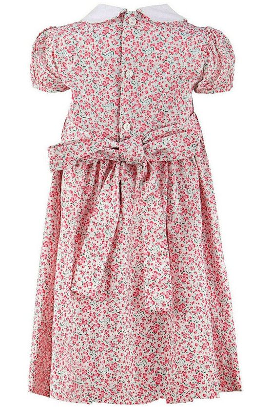 Pink Floral Yoke Hand Smocked Dress (Babies & Toddlers) 4 - Carriage Boutique 