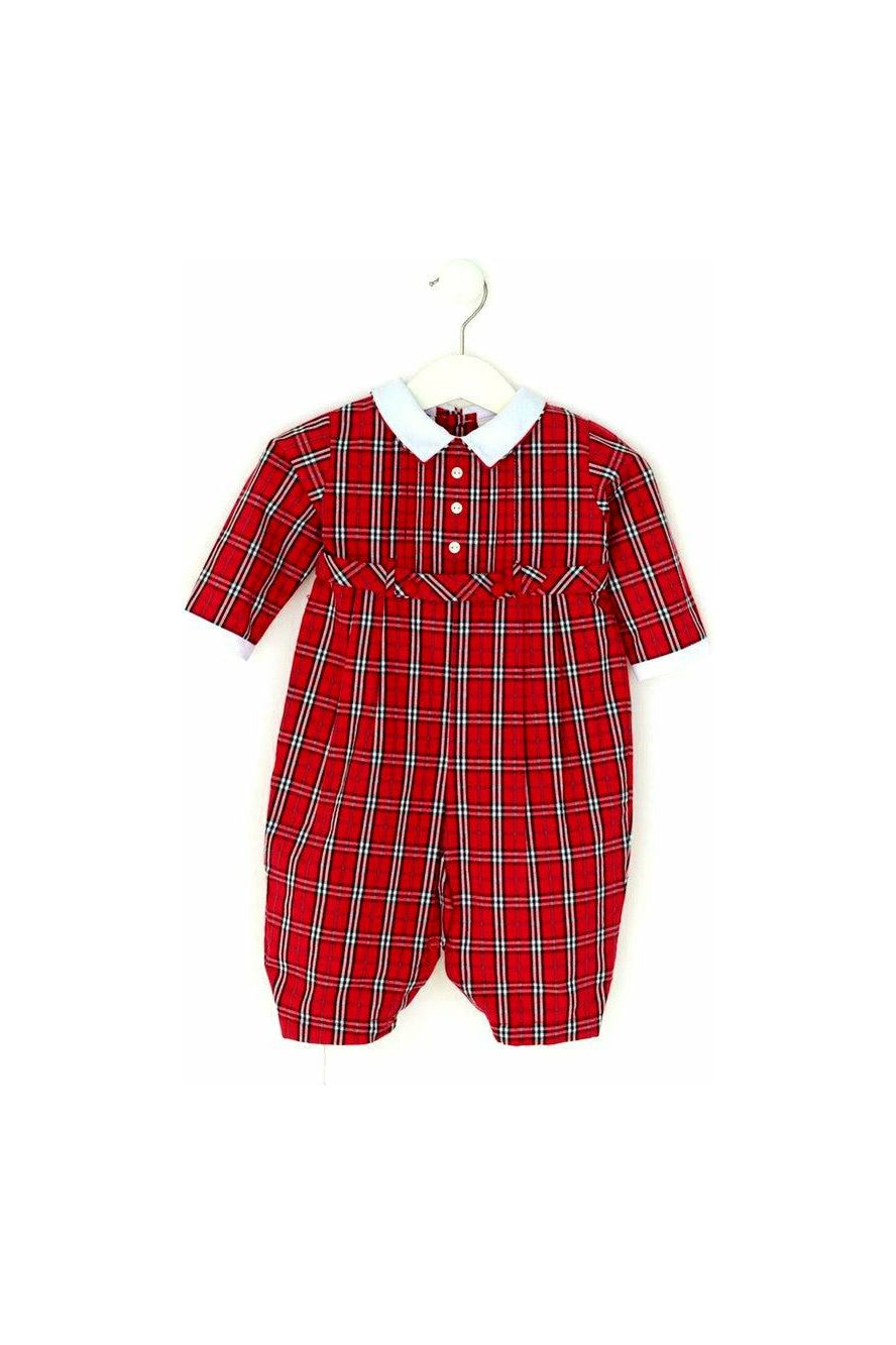 carriage boutique - red plaid baby boy longall