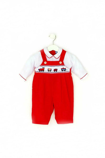 Red Train Baby Boy Romper - Carriage Boutique