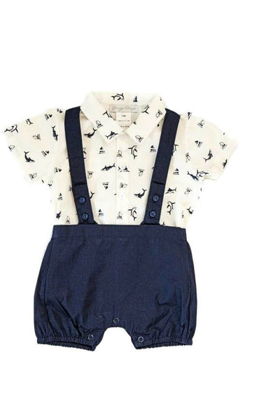 Shark Shirt and Suspenders Bobby Suit (Babies & Toddlers) - Carriage Boutique