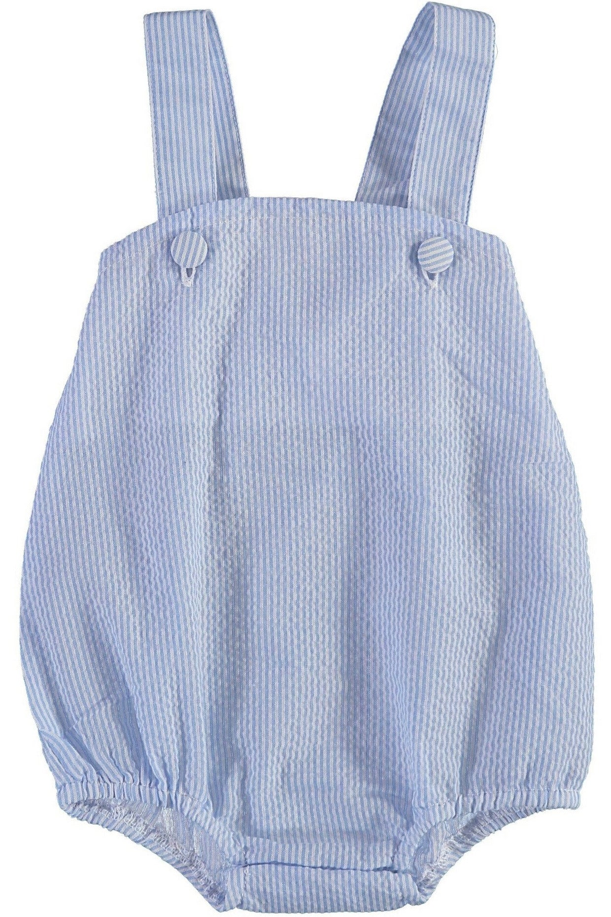 Sleeveless Seersucker Baby Boy Bubble Romper - Carriage Boutique 