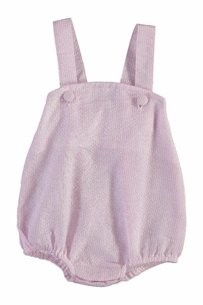 Sleeveless Seersucker Baby Girl Bubble Romper with Hat - Carriage Boutique