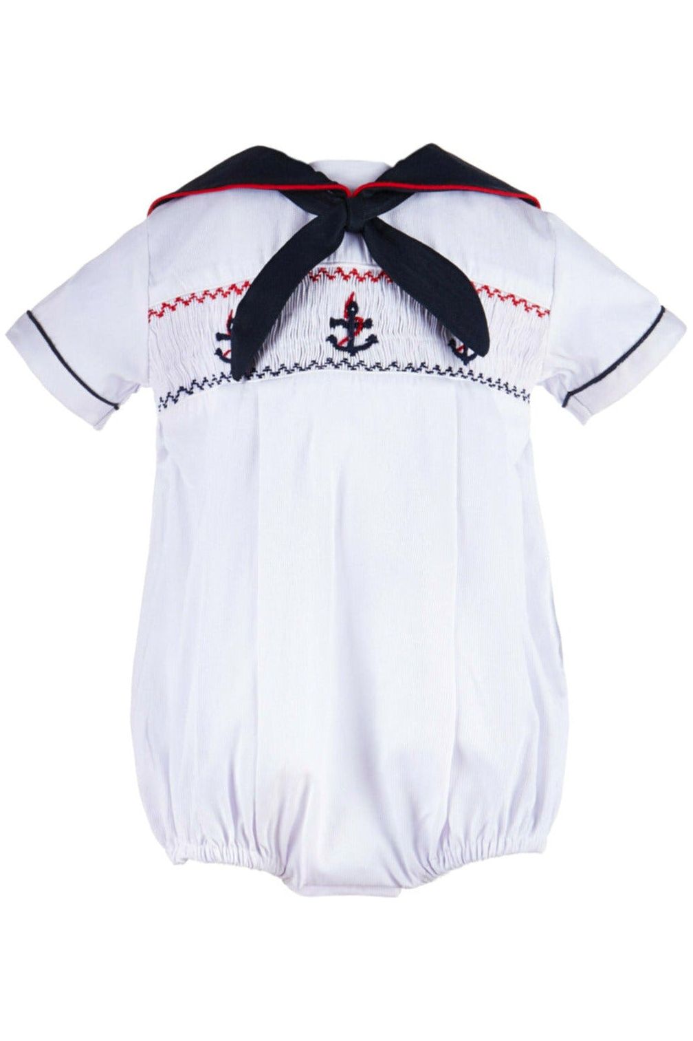 Smocked Anchors Baby Boy Bubble Romper - Carriage Boutique 