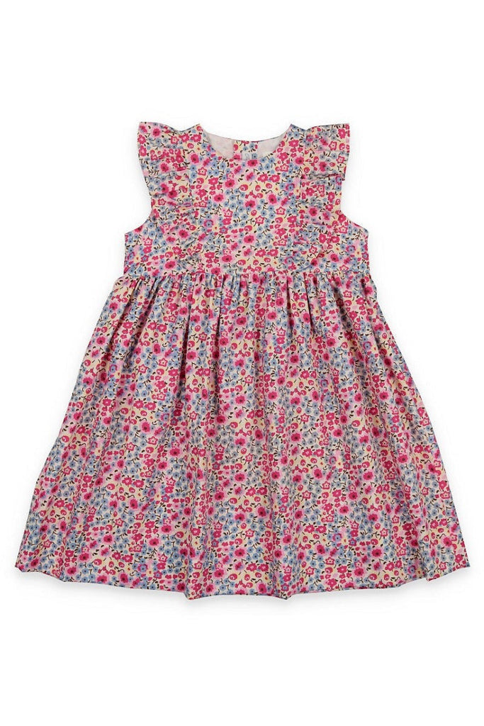 Girls Short Sleeve Floral Print Woven Ruffle Dress - Homegrown by