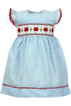 Smocked Crabs Blue Striped Girl Dress (Babies & Toddlers) 3 - Carriage Boutique