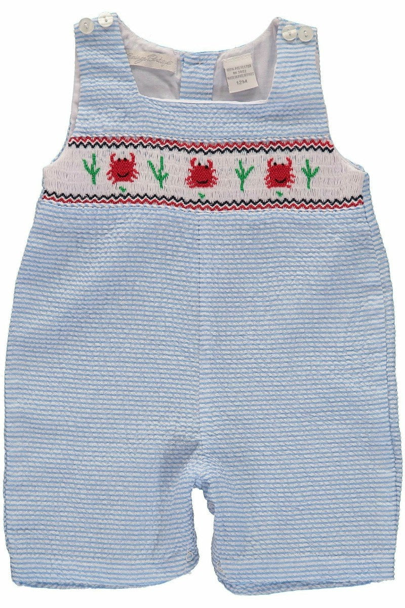 Smocked Crabs Sleeveless Boys Romper (Babies & Toddlers) - Carriage Boutique