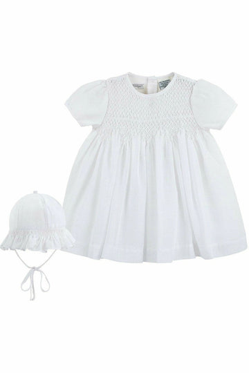 Special Occasion Voile Baby Girl Christening Dress with Bonnet - Carriage Boutique