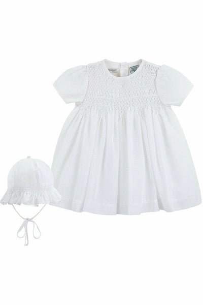 Special Occasion Voile Baby Girl Christening Dress with Bonnet - Carriage Boutique