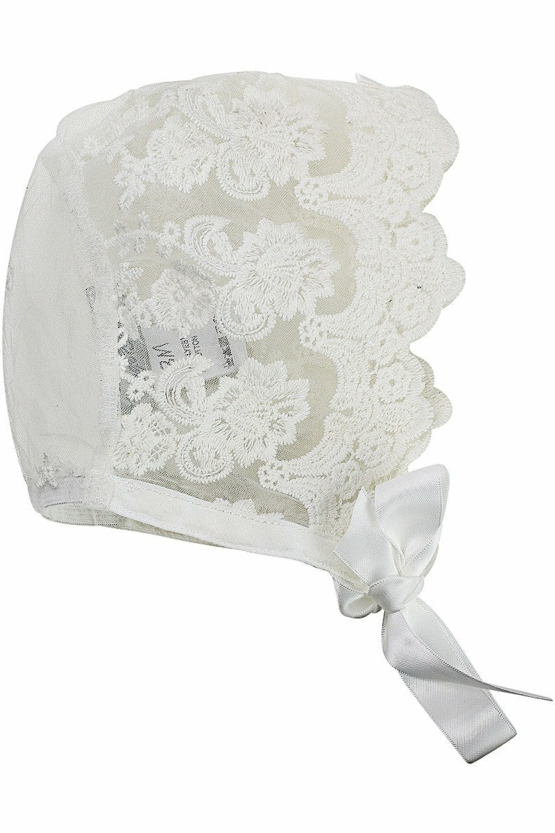 Star Lace Baby Girl Christening Gown with Bonnet 5 - Carriage Boutique