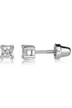 Sterling Silver Clear CZ Stud Baby and Kids Earrings - Carriage Boutique