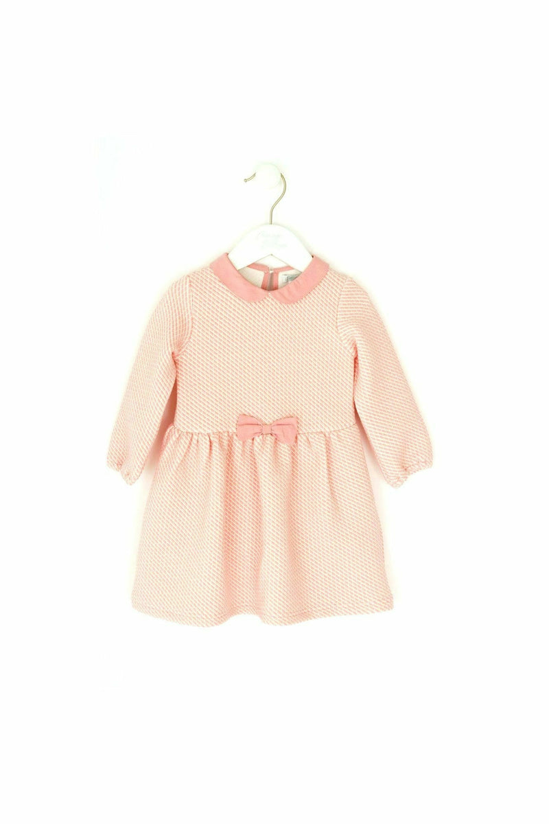Toddler Long Sleeve Pink Knit Dress with Collar  - Carriage Boutique